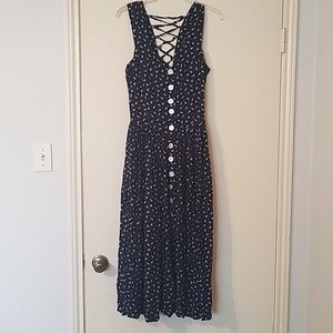 Back lace up button front dress